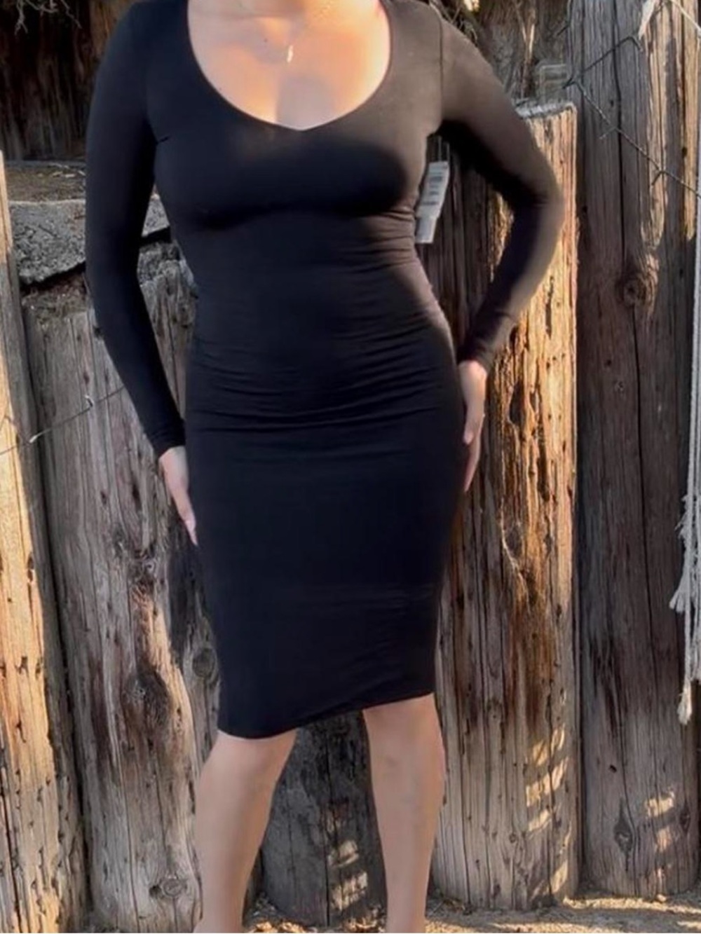 BAR III Long Sleeve Bodycon Dress Little Black Dress Timeless Old Money Classic